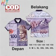 HJ Malaysian Ringgit Polo Shirt RM100 | Exclusive Banknote Pattern, Unisex Short Sleeve Polo. Sizes 