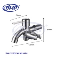Alcor System SUS 304 Stainless Steel2 Way Bib Tap Kitchen Bathroom Quarter Turn Angle Valve (KS TA93