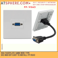 D-SUB VGA Faceplate 16cm Wire Cable Type Female to Female 3x3 Inch DIY Easy to Install FP-VGA3