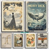 Books and Illustrations Vintage Book Covers Pride and Prejudice Moby Dick Poster Canvas Painting Wal