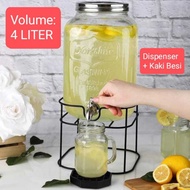 Glass DISPENSER 4L Faucet Glass Dispenser + Glass Water Jug/ Water Tank Holder