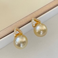 金珠 天然海水珍珠 南洋金珠 純銀 耳環 耳針