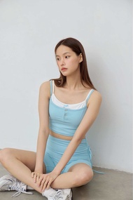 CITY GIRL DREAM SET : ชุดเซ็ตออกกำลังกาย สปอร์ตบรามีฟองน้ำในตัว กางเกงผ้าร่องขาสั้น ใส่เล่นพิลาทิส โ