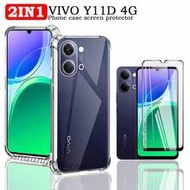 2IN Screen Protector Tempered Glass For Y11D 4G Ultra-Thin Clear Protective Phone Case + Full Screen