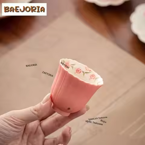 75ml Hand-painted Peach Blossom Teacup Ancient Tea Bowl Cup For Tea Tea-tasting Meditation Cup Chazh
