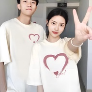 ️T-shirt 4C cotton long sleeve printed with you heart shape, loose concealer