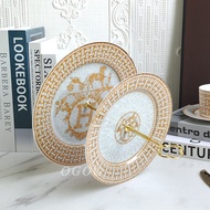NPSN Golden Carriage Bone China Western Food Plate String Plate High-End Court Food Plate Bone China