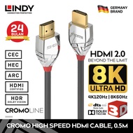 Cable HDMI LINDY 2.0 8K 60Hz 4K 120Hz HDR High Speed Cable, Cromo