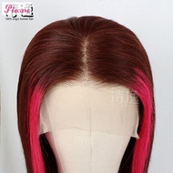 Wig Rambut Manusia Asli 100% Warna Pink Coklat Highlight 13x4 Renda