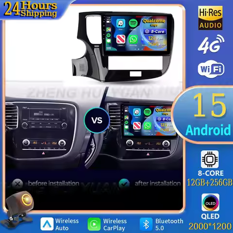 For Mitsubishi Outlander 3 III GF0W GG0W 2018 - 2021 Android 15 Car Radio Multimedia Player Android 
