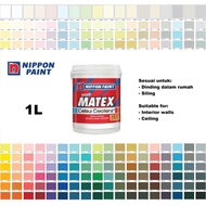1L NIPPON Paint Super Matex Colour Creations Interior Wall Dinding Dalam Rumah (White/Putih/Colours)