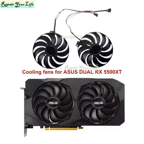95MM Graphics Card Fan for ASUS DUAL RX5500XT RX5600 PC GPU Cooling Cooler T129215SU PLD10010S12HH F