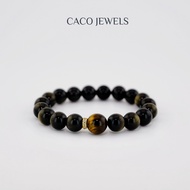 CACO Gold Sheen Obsidian with Tiger Eye Gemstone Bracelet 18k Gold Plated "Lyra" (1 Piece)