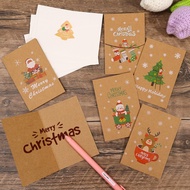 6pcs Merry Christmas Greeting Cards with Envelope Xmas New Year Invitations Postcard Card Christmas Holiday Gift Party Supplies