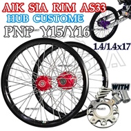 AIK SIA PNP Y15/Y16 ALLOY RIM HUB CUSTOM (WITH ADAPTER SPROCKET YAMAHA) AIKSIA ALLOY RIM AS1 HUB