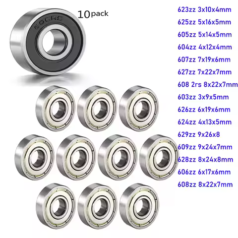 10pcs Bearing 603 604 605 606 607 608 609 623 624 625 626 627 628zz 2Z 2RS Metal Seal High Quality D