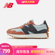 New Balance NB官方男鞋女鞋327系列简约经典舒适百搭复古休闲鞋运动鞋 橘咖/浅蓝/黑色 中性款 MS327JC1 42(中性码脚长26.5cm)