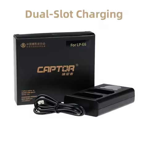 FB LP-E6 LP-E6NH Dual USB LED Battery Charger for Canon EOS R5 R6 R7 R5C R6II 90D 80D 70D 60D 5D4 5D