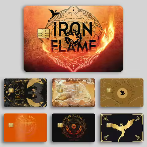 Books F-Fourth Wing Iron F-Flame K Film Skin Cover Credit Card Stickers 4PCS Debit Front Decoration 