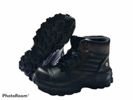 sepatu safety boots krisbow pria hitam kulit asli hitam - hitam 40