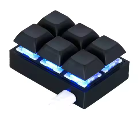 2/6 Keys Keyboard USB Custom Programmable Macro Keypad Switch One-key Blue Keys Keyboard Mini Mechan