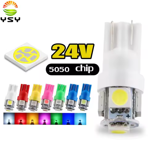 YSY 10x 24V LED T10 194 168 W5W 5 SMD 5050 5SMD LED Wedge Light Bulb Lamp White Green Blue Red Yello