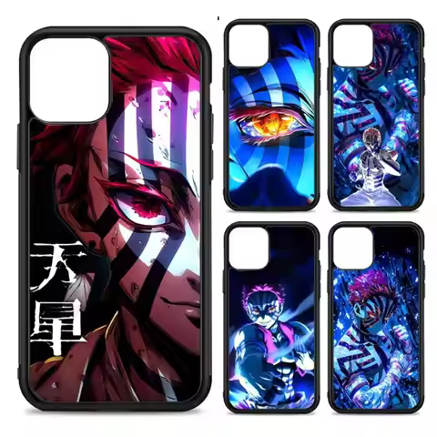 D-Demon Akaza S-Slayer PC+TPU Phone Case For iPhone 17 16 15 14 13 12 11 Pro Max Plus Kawaii Cartoon
