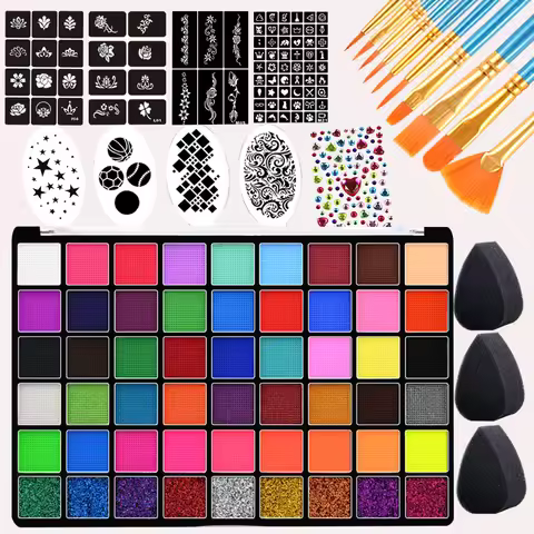 54 Colors Professional Body Face Paint Kit For Party Face Paint Kit Water Based Non Toxic Face Paint
