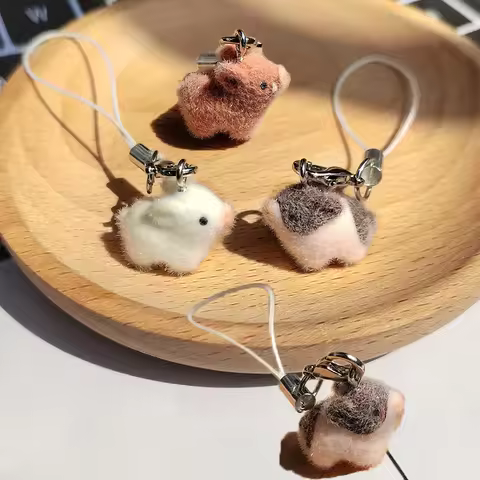 Resin Flocking Cute Mini Pig Keychains For Friend Gift Downy Lovely Boar Animal Pet Pendant Bag Earp