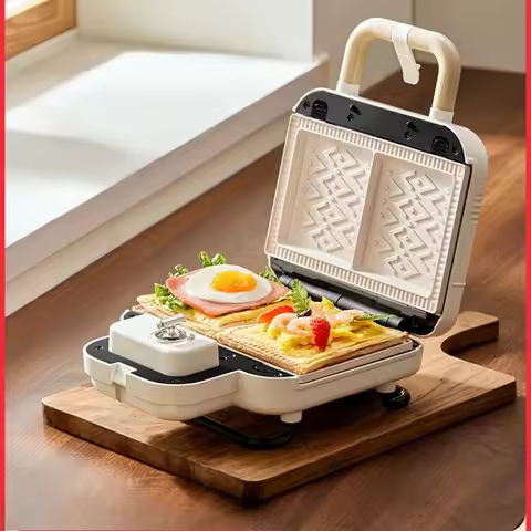 220V YDP Dual Plate Sandwich Breakfast Maker Multifunctional Waffle Iron Compact Bread Toaster for H