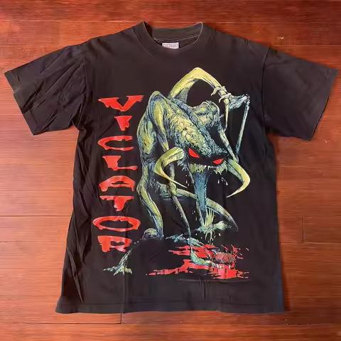 Reprint 1997 Todd Mcfarlane SPAWN Violator Retro design Black T shirt Graphic Short Sleeve Shirt Uni