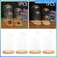 [Beauty] Clear Cloche Bell Jar Centerpieces DIY with Wooden Base Dollhouse Decor Flower