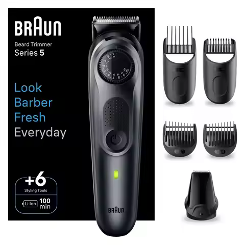 Braun series 5, beard trimmer with ultra-sharp blade, 40 length settings, 120 min cordless runtime, 