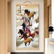 M14 Eight Horses Picture Horses Horse Picture Horses to Success Scroll Painting Book Living Room Dor
