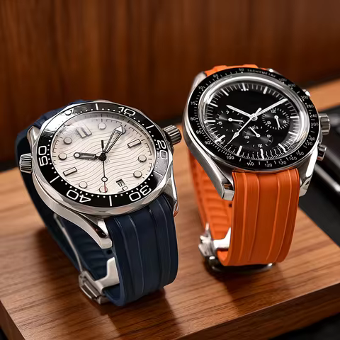 For Omega Seamaster 300 FKM Rubber Strap Fluororubber Watch Band 20mm Original Design Soft Waterproo