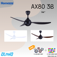 ALPHA AlphaFan - AX80 3B 56 Inch DC Motor Ceiling Fan with 3 Blades (8 Speed Remote)