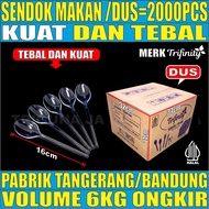 Sendok Makan Plastik HALAL Kuat Tebal 3.2gr Panjang Bening / Hitam / Putih Trifinity Dus JSK