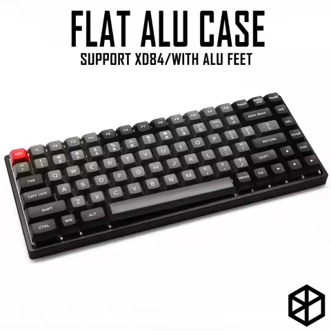 Anodized Aluminium flat case with metal feet for custom mechanical keyboard black siver grey colorwa