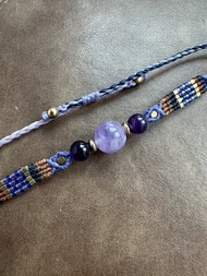 BB147 民族風 蠟線編織 紫水晶珠 日本珠 手環 (可調長度)