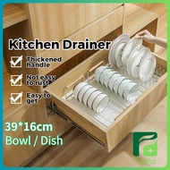 Wooden handle pull out rack Kitchen Plate Holders Organizer Dish Rack Storage Dying Rack Counter Bow