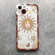 Casing for Samsung Galaxy A05 A05S A03 A04 A02S A03S A04S A04E A50 A50S A30S A10 A11/M11 A12/M12 A20 A30 Cute Cartoon Sun Moon Face Phone Case Lens Protection Soft TPU Shockproof Protect Back Cover