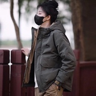 Musim Gugur Musim Sejuk Kapas Dua Jaket Bertudung Lelaki Kapas Tebal Lelaki 2024 Jaket Kalis Angin B