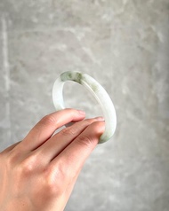 天然翡翠 緬甸 A玉 玉鐲 • 芥末黃綠花青福鐲