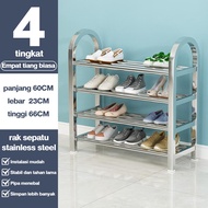Rak Sepatu Stainless Steel 6 Tingkat Rak Sepatu Kokoh Tempat Sepatu Sendal Besi Mudah Bongkar Pasang