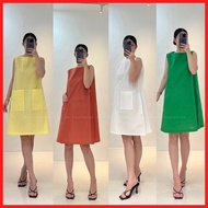 ♰ ♧ ✹ ✾ REGINE ELEGANT COTTON LINEN 2 POCKET DRESS