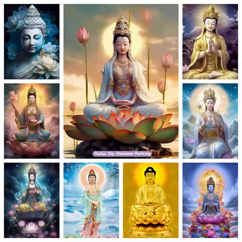 Guanyin Buddha Diamond Rhinestones Painting Chinese Buddhism Myth Cross Stitch Embroidery Picture Mo