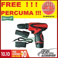 2 BATTERY DRILL 100% ITALY EUROPA 12V LIKE MAKITA BOSCH CORDLESS DRILL DRIVER HAND DRILL MACHINE + FREE DRILL BIT SET