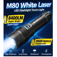 Smiling Shark M80 LED Flashlight 10000LM High Power Rechargeable Torch Light 26800 Battery 5500mAh L