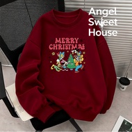 (24 Hours Delivery) Angel Official oversize Korean Style Round Neck Hip Hop Shirt Christmas Pattern 