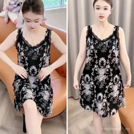 Summer Sling Nightdress - Ice Silk Large Size Comfortable Pajamas PKI5